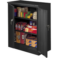 Tennsco 24" x 36" x 42" Black Deluxe Storage Cabinet with Solid Doors - Assembled 4224DLX-BLK
