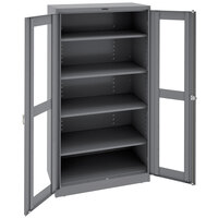 Tennsco 18" x 36" x 78" Dark Gray Deluxe Storage Cabinet with C-Thru Doors