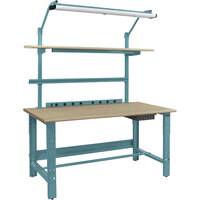 BenchPro Roosevelt Series 30" x 72" Particle Board Top Adjustable Workbench with Light Blue Light Frame / Base Frame and Round Front Edge RPBC-4