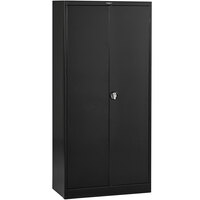 Tennsco 18" x 36" x 78" Black Deluxe Storage Cabinet with Solid Doors and Recessed Handles - Unassembled 1870RH-BLK