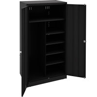 Tennsco 24" x 36" x 78" Black Deluxe Combination Cabinet with Solid Doors - Assembled 7820-BLK