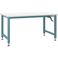 BenchPro Adams Series 36" x 72" Formica Laminate Top Adjustable Crank Workbench with Light Blue Frame AMFES3672
