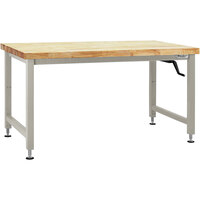 BenchPro Adams Series 36" x 72" Butcherblock Wood Top Adjustable Crank Workbench with Gray Frame AMWS3672