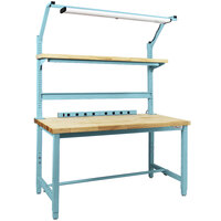 BenchPro Kennedy Series 30" x 72" Butcherblock Wood Top Adjustable Workbench Set with Light Blue Frame KWC-6