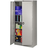 Tennsco 24" x 36" x 78" Light Gray Deluxe Storage Cabinet with Solid Doors and Recessed Handles - Assembled 7824RH-LGY