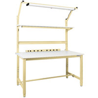BenchPro Kennedy Series 30" x 72" ESD LisStat Laminate Top Adjustable Workbench Set with Beige Frame and Round Front Edge KDC-6