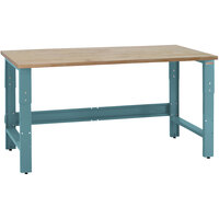 BenchPro Roosevelt Series Maple Oiled Butcher Block Top Adjustable Workbench with Light Blue Frame