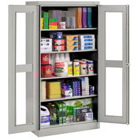 Tennsco 18" x 36" x 72" Light Gray Standard Storage Cabinet with C-Thru Doors
