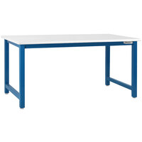 BenchPro Kennedy Series 36" x 72" Laminate Top Adjustable Workbench with Dark Blue Frame and Round Front Edge KF3672