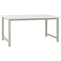 BenchPro Kennedy Series 24" x 96" Laminate Top Adjustable Workbench with Gray Frame and Round Front Edge KF2496