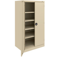 Tennsco 18" x 36" x 72" Sand Standard Storage Cabinet with Solid Doors and Recessed Handles - Unassembled 1470RH-SND