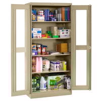 Tennsco 24" x 36" x 78" Sand Deluxe Storage Cabinet with C-Thru Doors