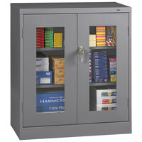 Tennsco 24" x 36" x 42" Dark Gray Standard Storage Cabinet with C-Thru Doors - Assembled CVD4224-MGY