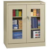 Tennsco 24" x 36" x 42" Sand Standard Storage Cabinet with C-Thru Doors - Assembled CVD4224-SND