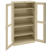 Tennsco 18" x 36" x 78" Sand Deluxe Storage Cabinet with C-Thru Doors