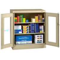 Tennsco 18" x 36" x 42" Sand Deluxe Storage Cabinet with C-Thru Doors - Unassembled CVD1842-SND