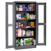 Tennsco 24" x 36" x 78" Dark Gray Deluxe Storage Cabinet with C-Thru Doors