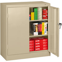 Tennsco 24" x 36" x 42" Sand Standard Storage Cabinet with Solid Doors - Assembled 4224-SND