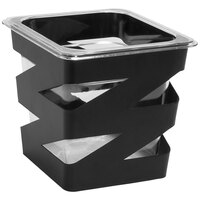 Front of the House Zig Zag 6 1/2" x 6" x 5 3/4" Matte Black Iron Deep Housing / Pan Set - 4/Case