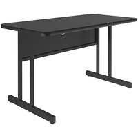 Correll 24" x 36" Rectangular Black Granite Finish Desk Height Thermal-Fused Laminate Top Computer and Training Desk