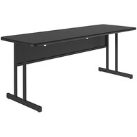 Correll 24" x 72" Rectangular Black Granite Finish Desk Height Thermal-Fused Laminate Top Computer and Training Desk