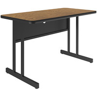 Correll 24" x 48" Rectangular Medium Oak Finish Desk Height Thermal-Fused Laminate Top Computer and Training Desk