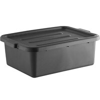 Lavex 20" x 15" x 7" Black Polypropylene Utility Bin with Lid