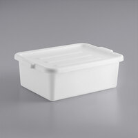 Lavex 20" x 15" x 7" White Polypropylene Utility Bin with Lid