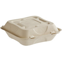 World Centric 9" x 9" x 3" Compostable PLA Lined Fiber Clamshell Container - 300/Case