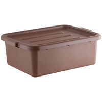 Lavex 20" x 15" x 7" Brown Polypropylene Utility Bin with Lid