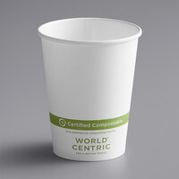 World Centric NoTree 12 oz. White Compostable Paper Hot Cup - 1,000/Case