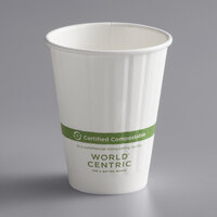 World Centric NoTree 8 oz. White Compostable Double Wall Paper Hot Cup - 1,000/Case