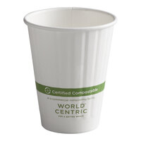 World Centric NoTree 8 oz. White Compostable Double Wall Paper Hot Cup - 1,000/Case