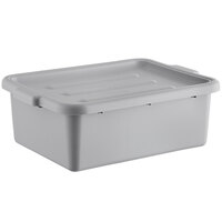 Lavex 20" x 15" x 7" Gray Polypropylene Utility Bin with Lid