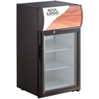 Avantco SC-40 Black Countertop Display Refrigerator with Swing Door and Customizable Panel - 1.5 cu. ft.