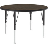 Correll Round Walnut 19" - 29" Adjustable Height Thermal-Fused Laminate Top Activity Table