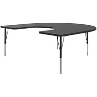 Correll 60" x 66" Horseshoe Black Granite 19" - 29" Adjustable Height Thermal-Fused Laminate Top Activity Table