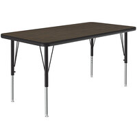 Correll Rectangular Walnut 19" - 29" Adjustable Height Thermal-Fused Laminate Top Activity Table