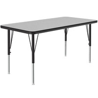 Correll Rectangular Gray Granite 19" - 29" Adjustable Height Thermal-Fused Laminate Top Activity Table with Black Legs and Black T-Mold