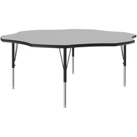 Correll 60" Flower Gray Granite 19"-29" Adjustable Height Thermal-Fused Laminate Top Activity Table with Black Legs and Black T-Mold