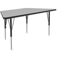 Correll 26" x 58" Trapezoid Gray Granite 19" - 29" Adjustable Height Thermal-Fused Laminate Top Activity Table