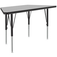 Correll Trapezoid Gray Granite 19"-29" Adjustable Height Thermal-Fused Laminate Top Activity Table with Black Legs and Black T-Mold
