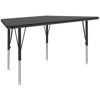 Correll 26" x 58" Trapezoid Black Granite 19" - 29" Adjustable Height Thermal-Fused Laminate Top Activity Table