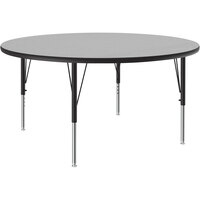 Correll 48" Round Gray Granite 19" - 29" Adjustable Height Thermal-Fused Laminate Top Activity Table