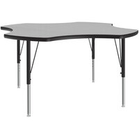 Correll 48" Clover Gray Granite 19" - 29" Adjustable Height Thermal-Fused Laminate Top Activity Table with Black Legs and Black T-Mold