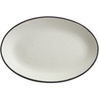 Acopa Embers 9 1/2" x 6 1/2" Grey Matte Coupe Stoneware Platter - Sample