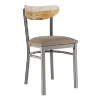 Lancaster Table & Seating Boomerang Clear Coat Finish Chair with Taupe Vinyl Seat and Driftwood Back