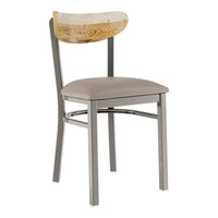 Lancaster Table & Seating Boomerang Clear Coat Finish Chair with Dark Gray Vinyl Seat and Driftwood Back