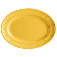 Tuxton CSH-116 Concentrix 11 1/2" x 8 3/8" Saffron Oval China Platter - 12/Case