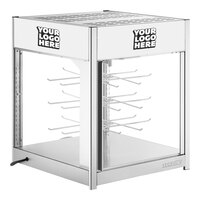 ServIt PDW18D2PC 18" Self-Service Pizza Warmer with Rotating 4-Shelf Pizza Rack, Pretzel Rack, and Customizable Panels